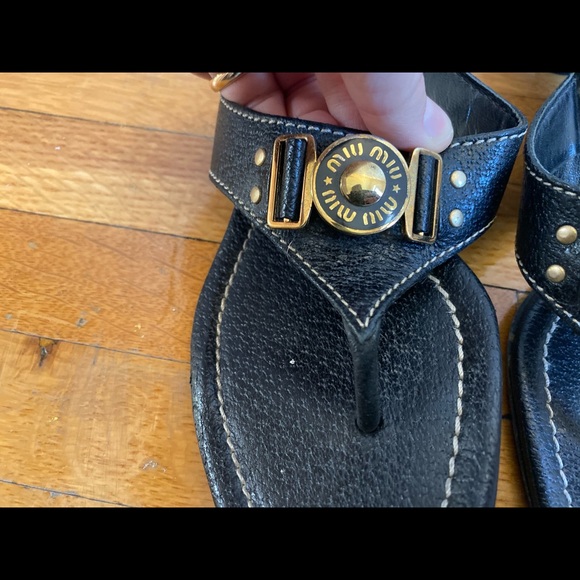 Miu Miu black leather sandals - Picture 1 of 8